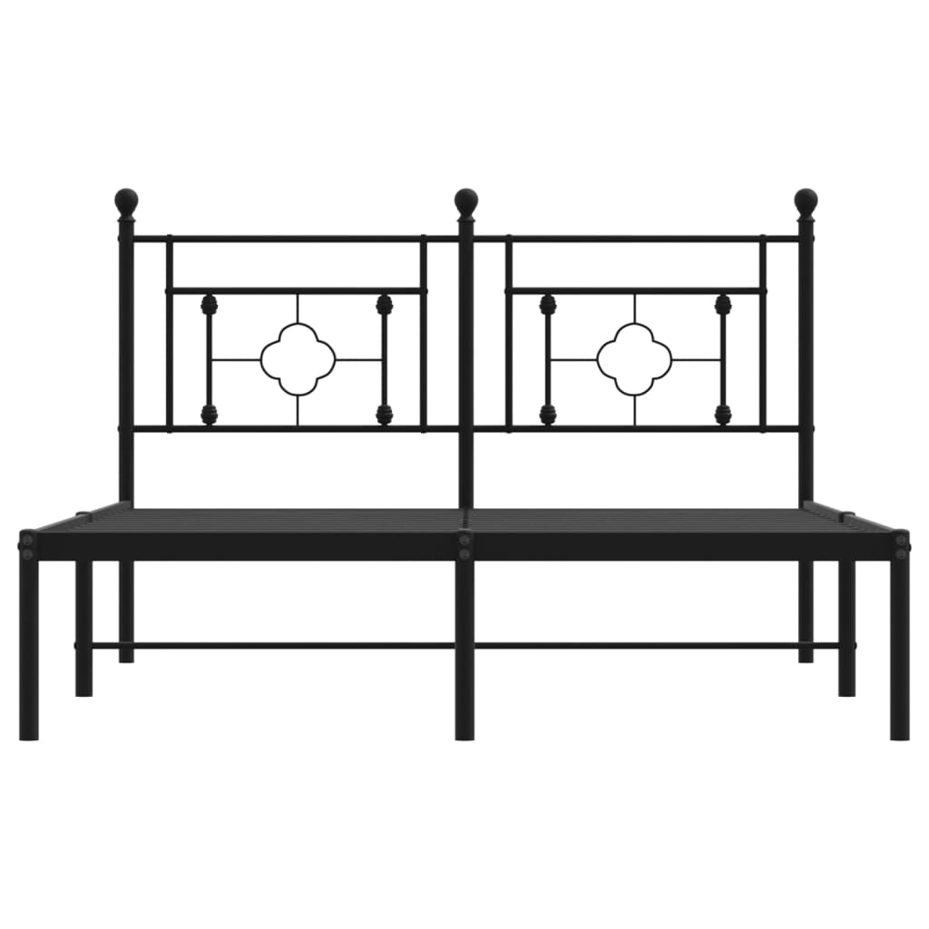Cadre de lit métal sans matelas avec tête de lit noir 135x190cm - XIOS