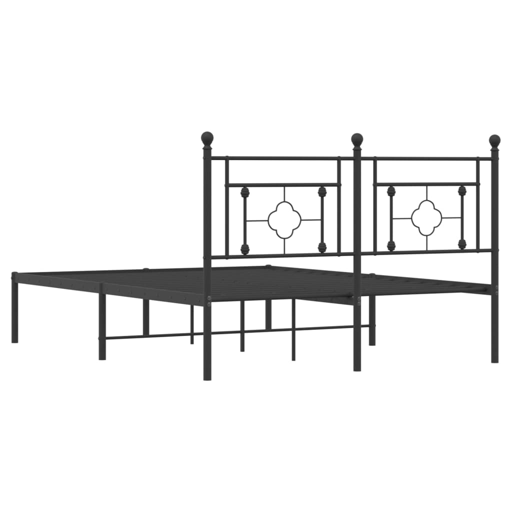 Cadre de lit métal sans matelas avec tête de lit noir 135x190cm - XIOS