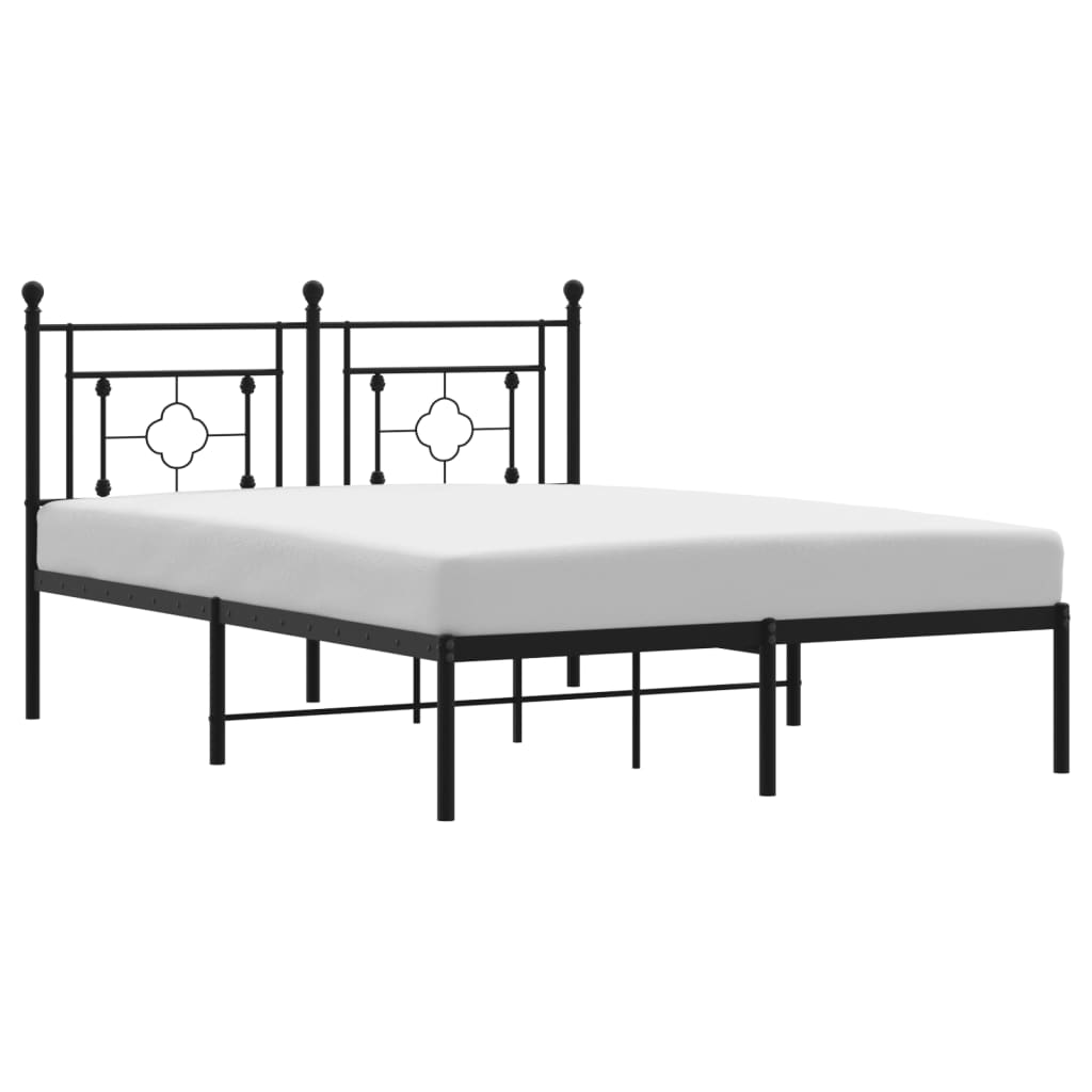 Cadre de lit métal sans matelas avec tête de lit noir 140x190cm - XIOS