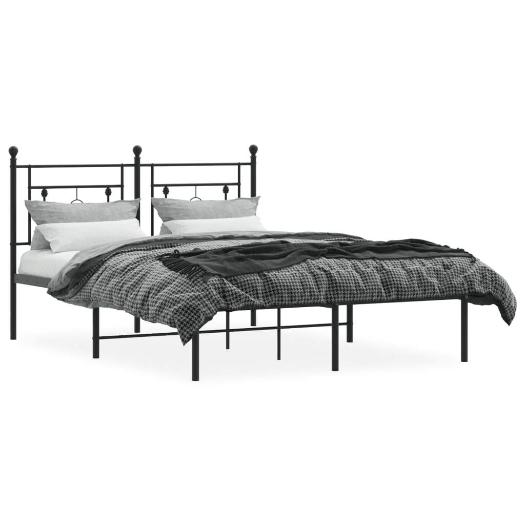 Cadre de lit métal sans matelas avec tête de lit noir 140x190cm - XIOS