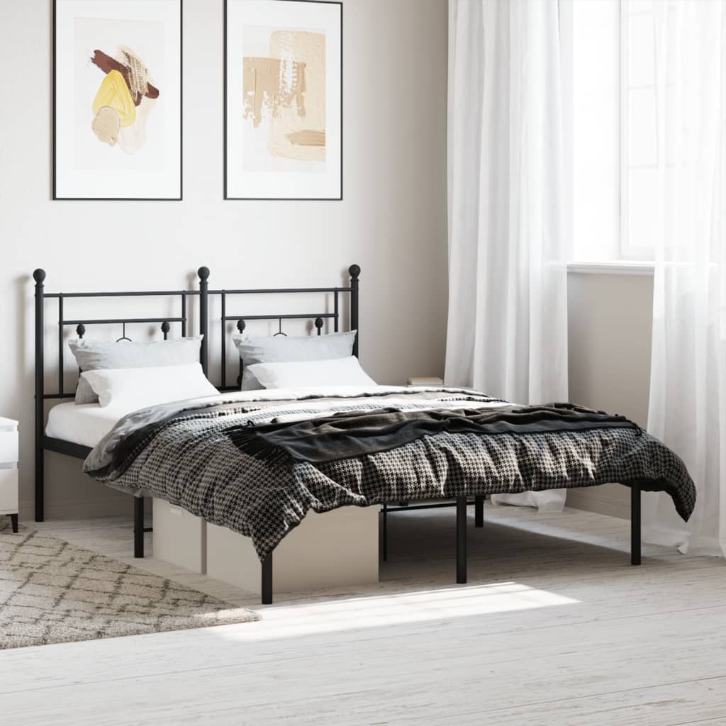Cadre de lit métal sans matelas avec tête de lit noir 140x190cm - XIOS