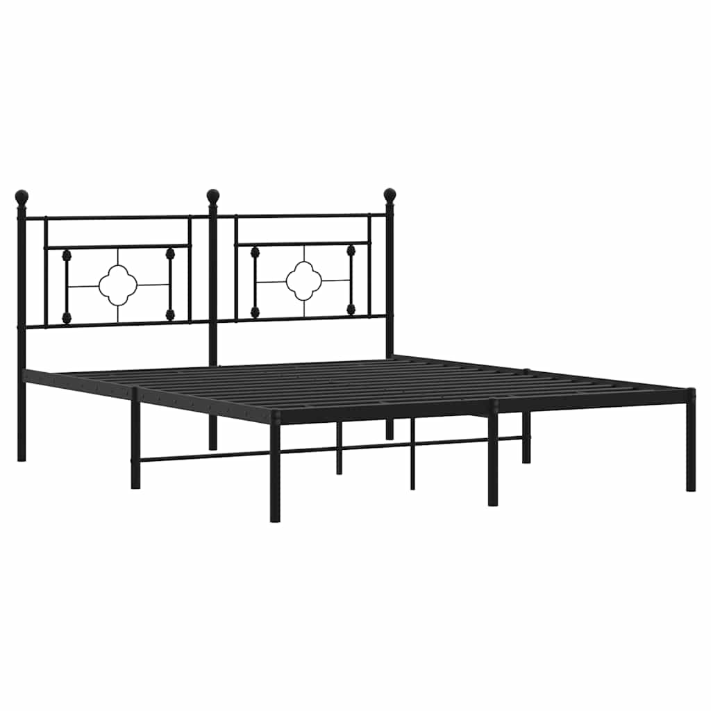 Cadre de lit métal sans matelas avec tête de lit noir 150x200cm - XIOS