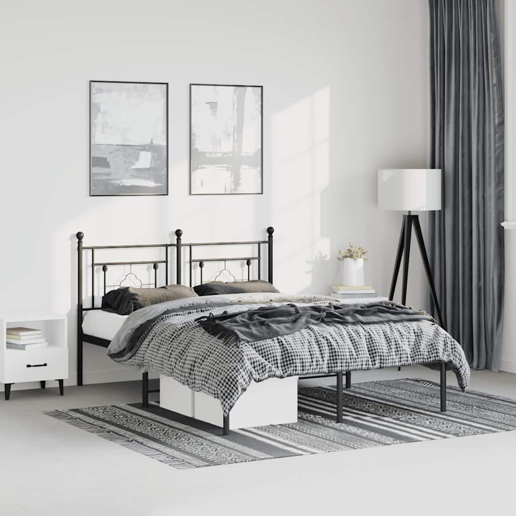 Cadre de lit métal sans matelas avec tête de lit noir 150x200cm - XIOS