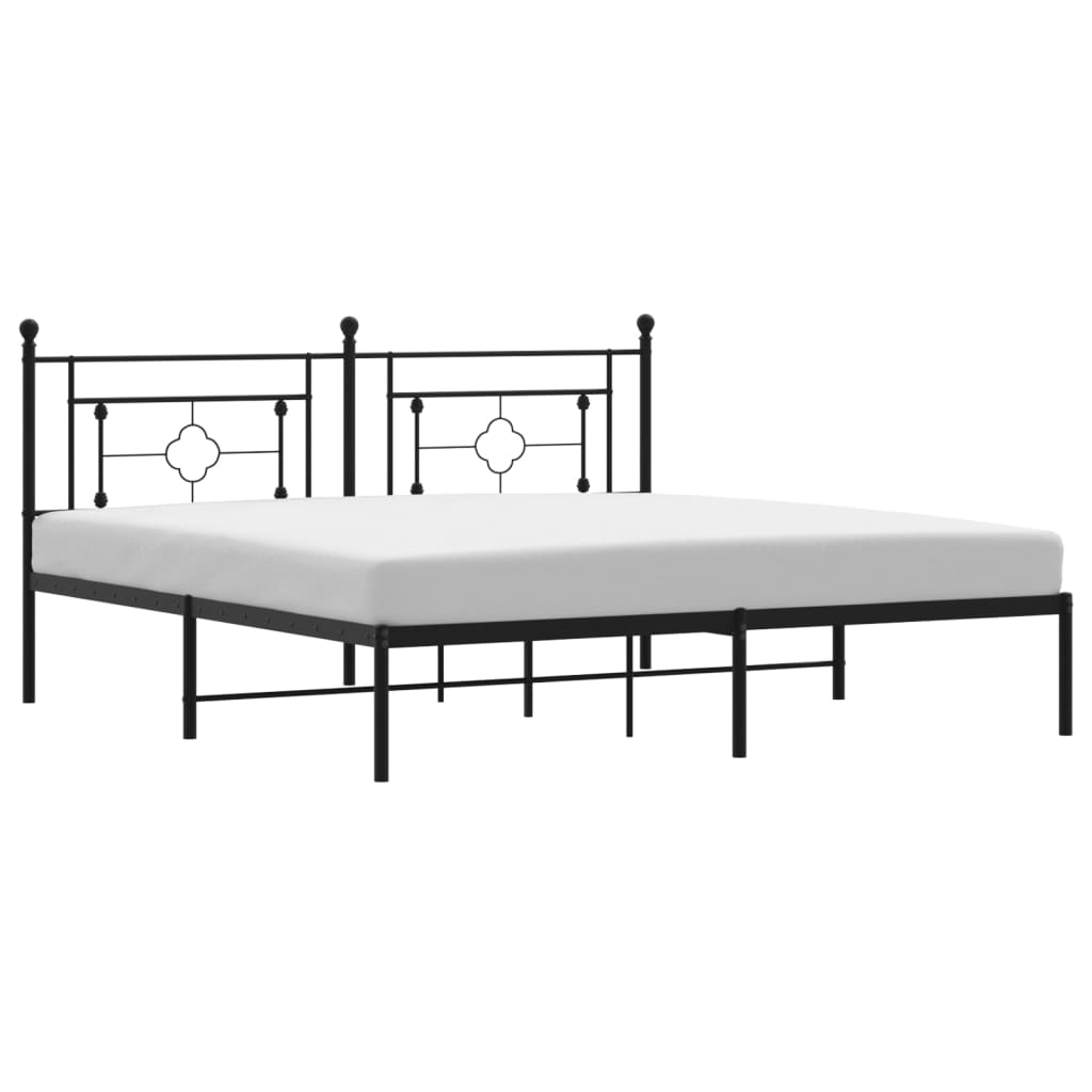 Cadre de lit métal sans matelas avec tête de lit noir 183x213cm - XIOS