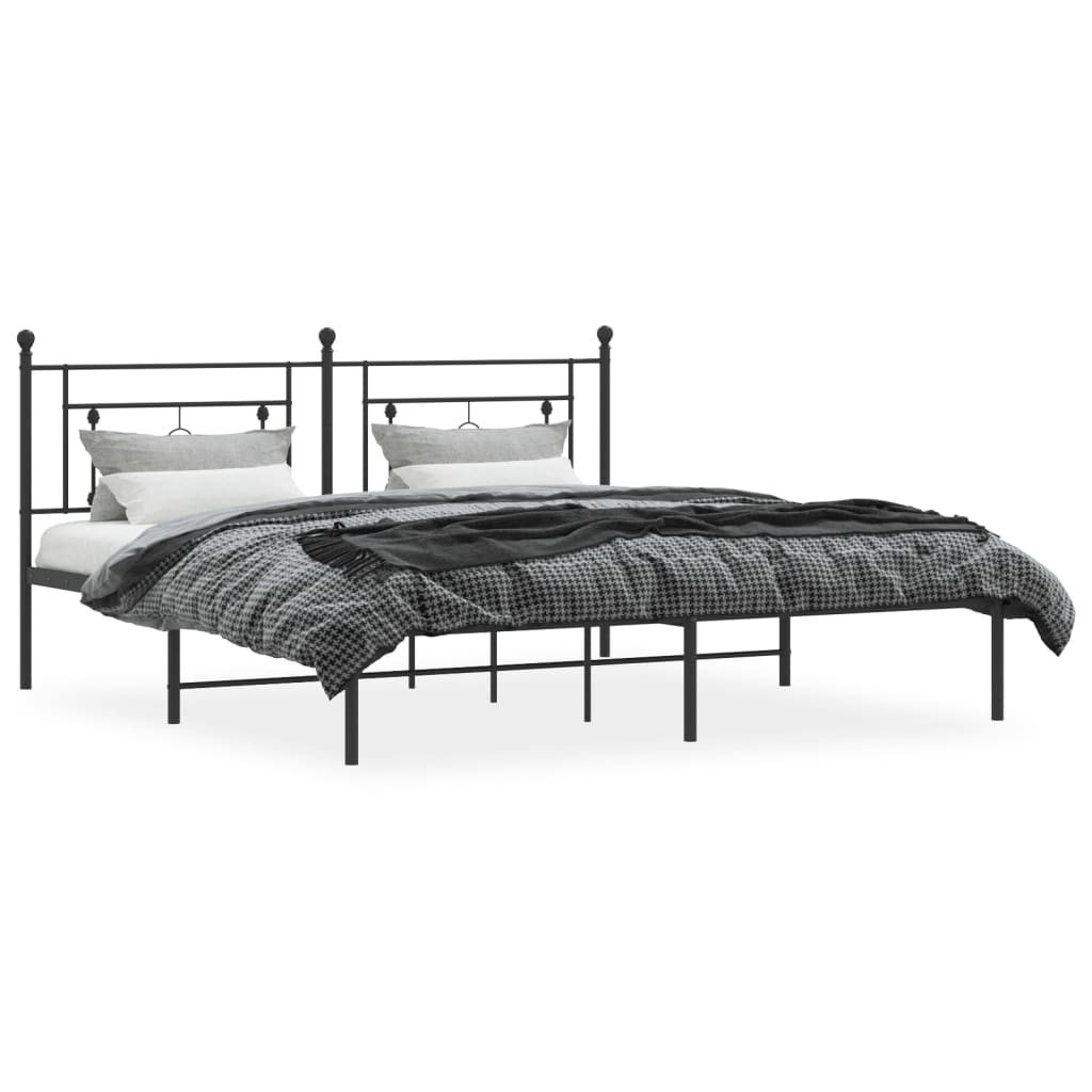 Cadre de lit métal sans matelas avec tête de lit noir 183x213cm - XIOS