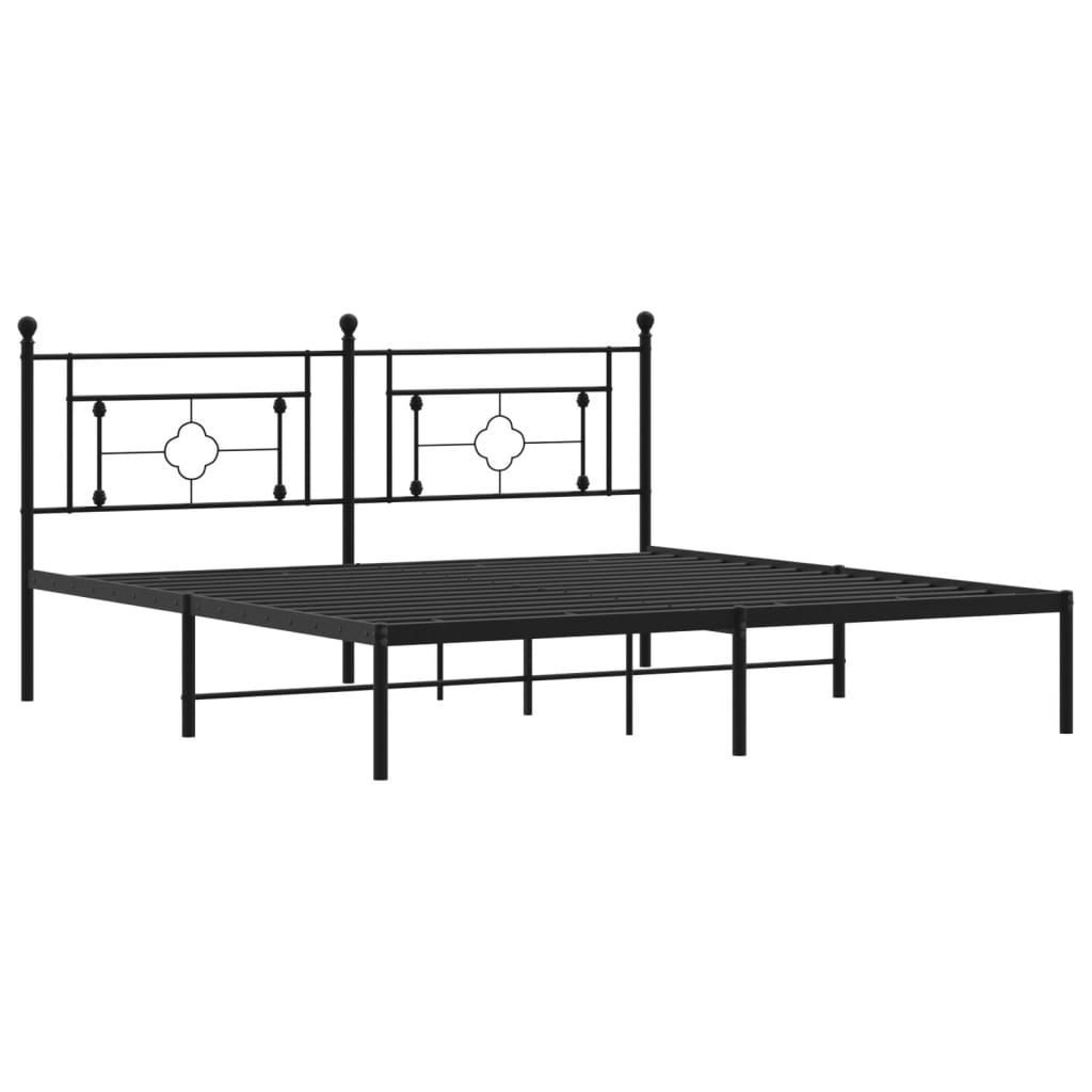 Cadre de lit métal sans matelas avec tête de lit noir 183x213cm - XIOS