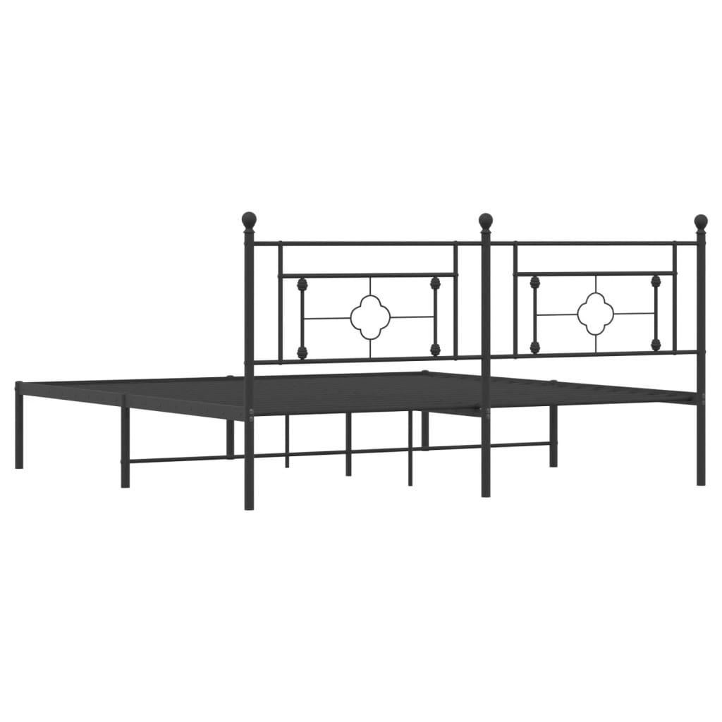 Cadre de lit métal sans matelas avec tête de lit noir 183x213cm - XIOS