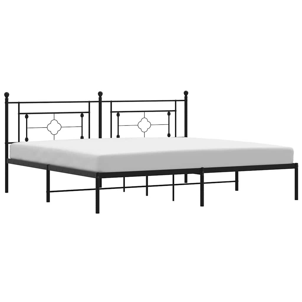 Cadre de lit métal sans matelas avec tête de lit noir 193x203cm - XIOS