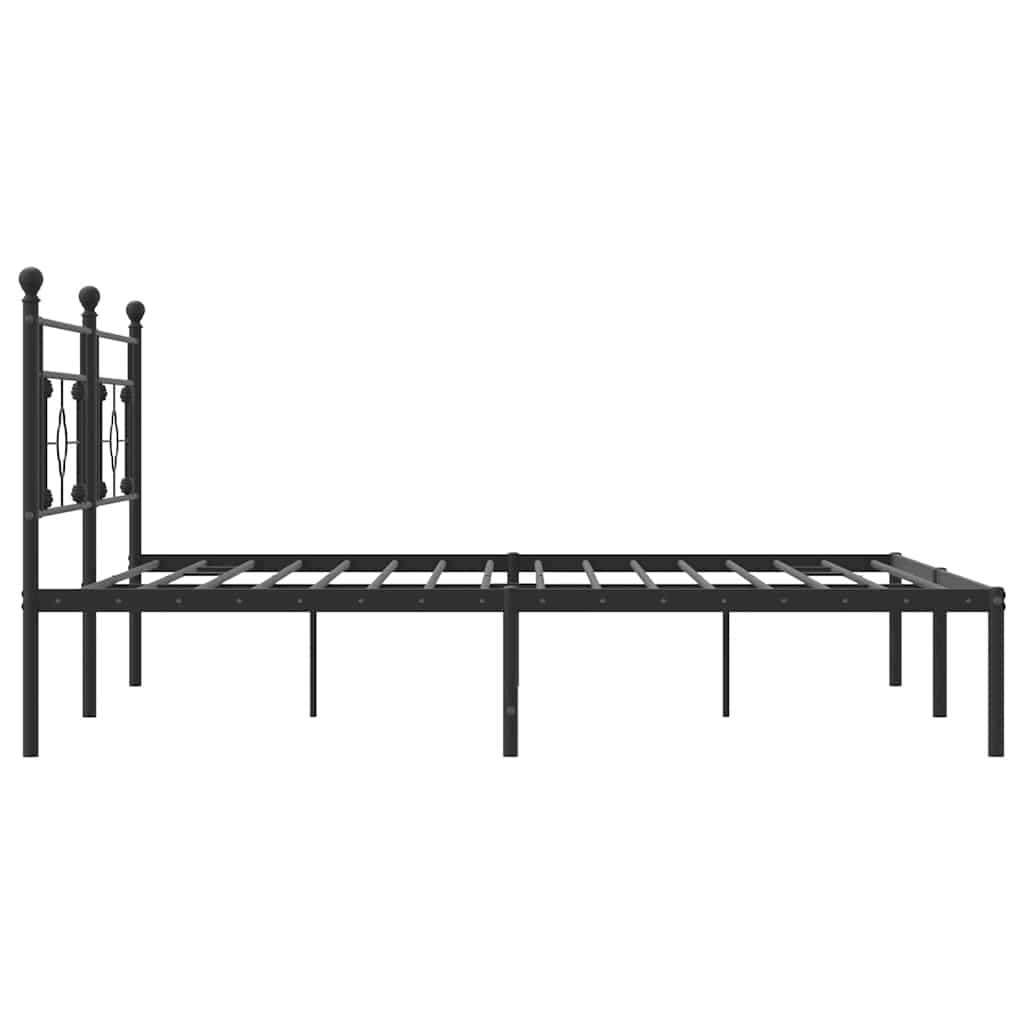 Cadre de lit métal sans matelas avec tête de lit noir 193x203cm - XIOS