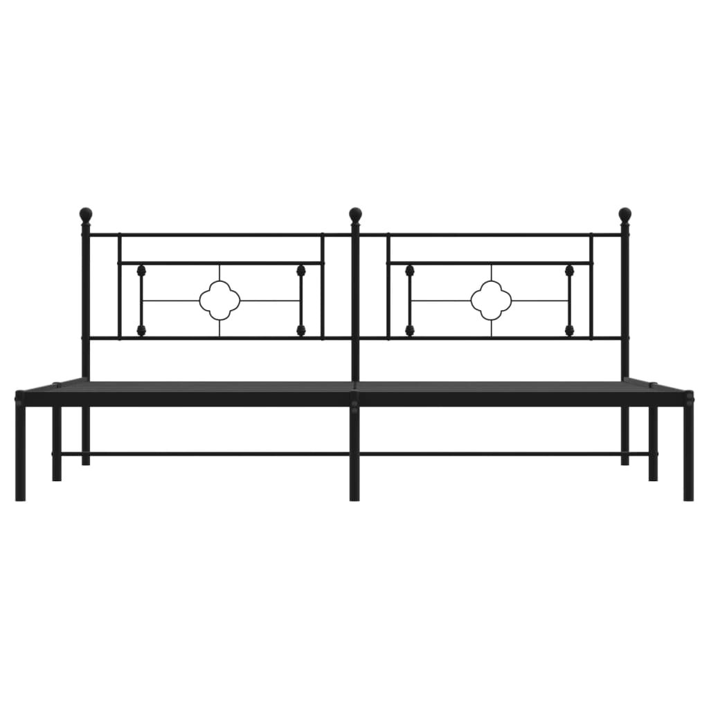 Cadre de lit métal sans matelas avec tête de lit noir 200x200cm - XIOS