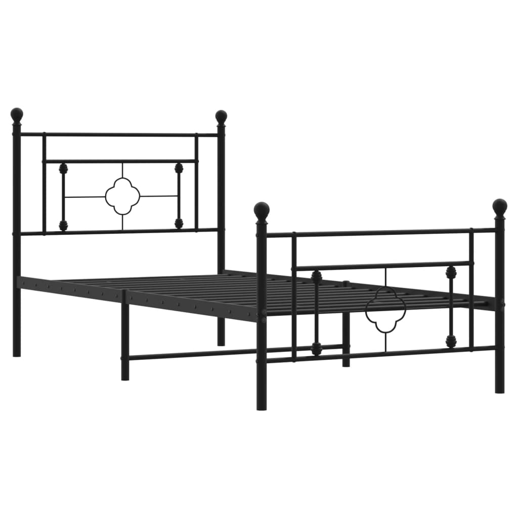 Cadre de lit métal sans matelas avec pied de lit noir 90x190 cm - XIOS
