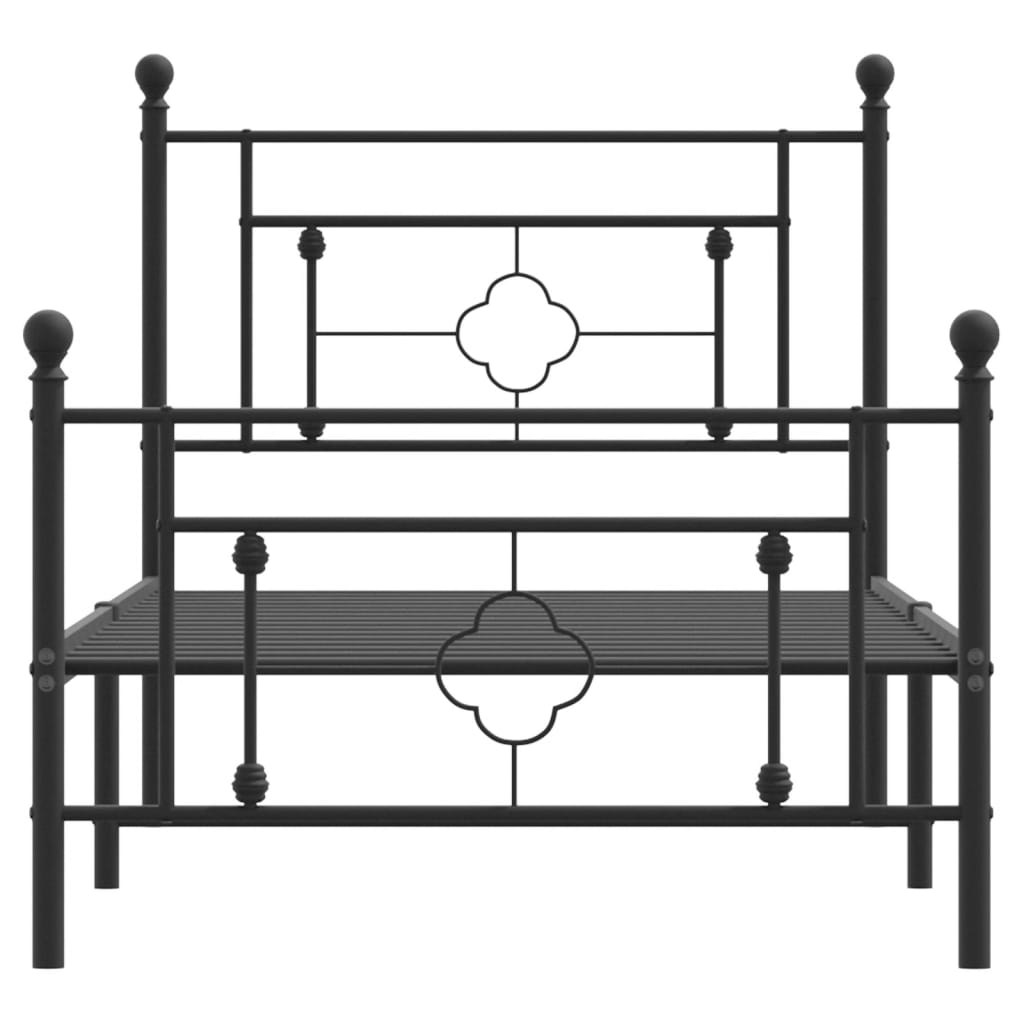 Cadre de lit métal sans matelas avec pied de lit noir 90x190 cm - XIOS