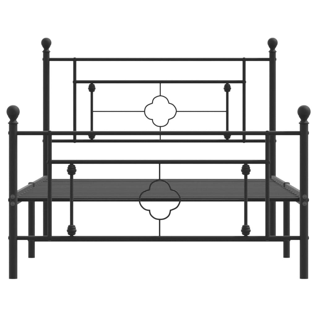 Cadre de lit métal sans matelas avec pied de lit noir 107x203cm - XIOS