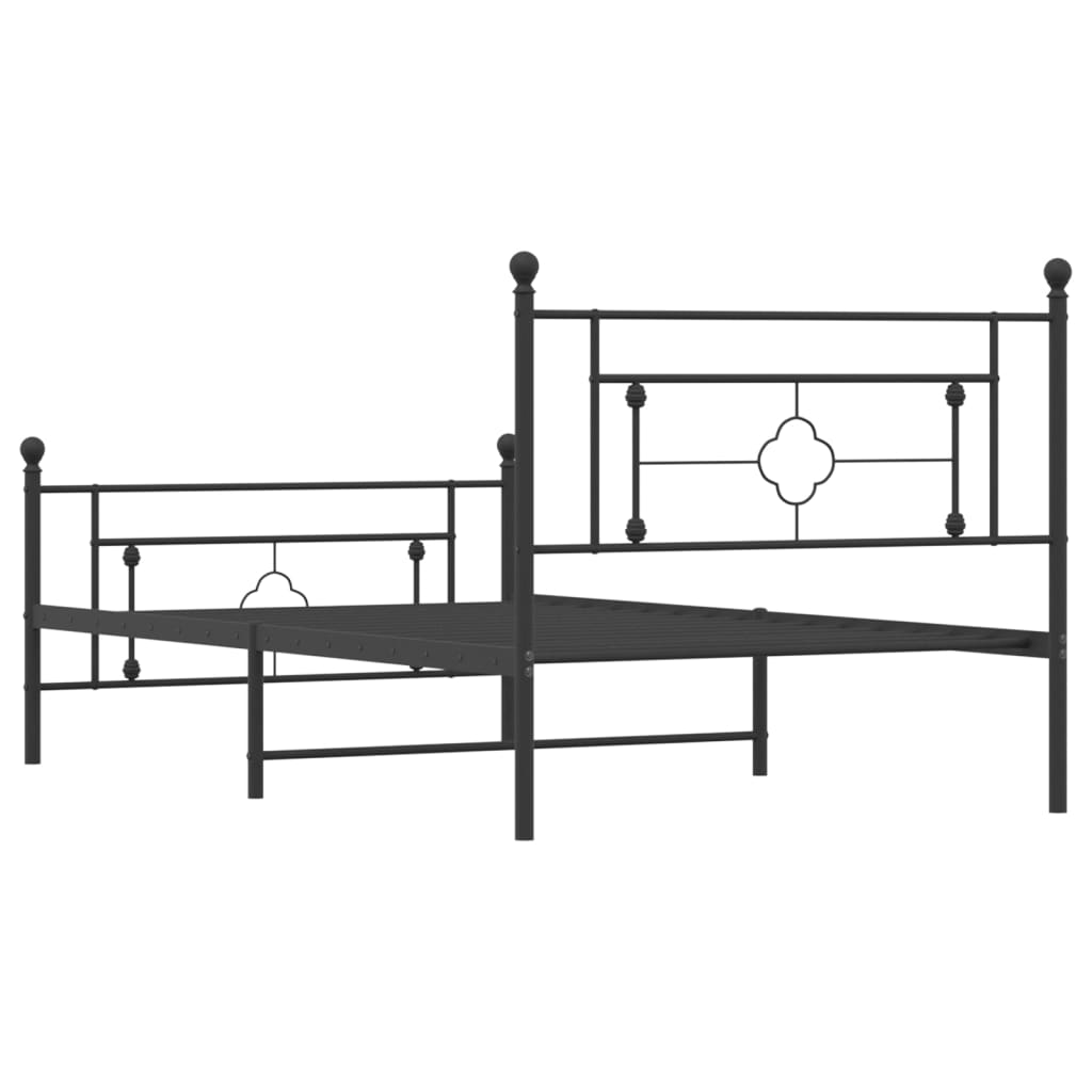 Cadre de lit métal sans matelas avec pied de lit noir 107x203cm - XIOS