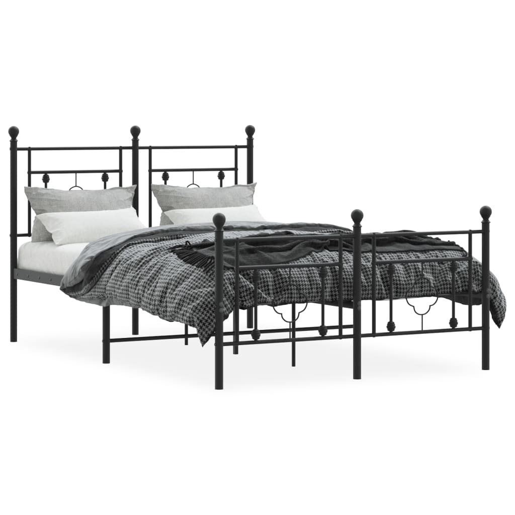 Cadre de lit métal sans matelas avec pied de lit noir 120x190cm - XIOS
