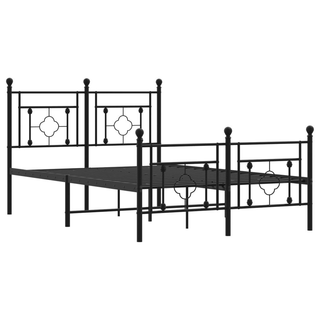Cadre de lit métal sans matelas avec pied de lit noir 120x190cm - XIOS