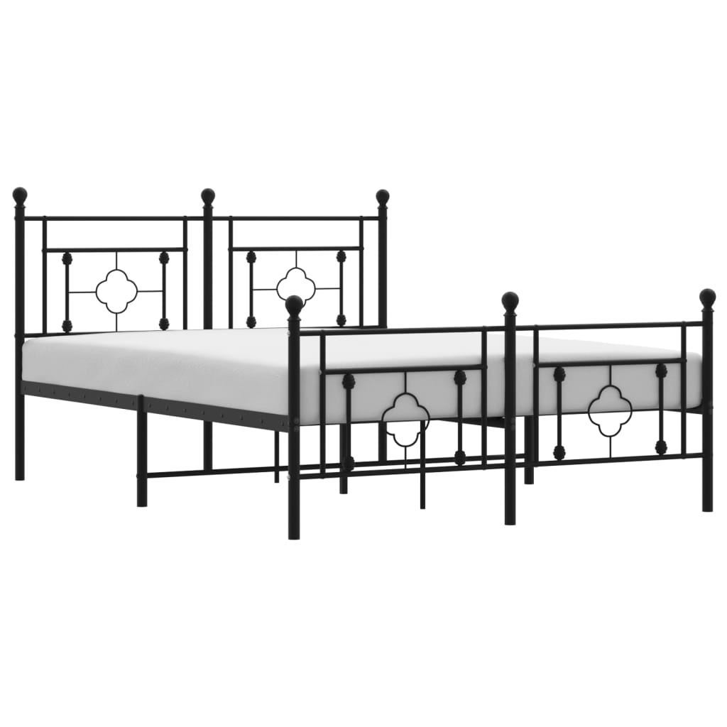 Cadre de lit métal sans matelas avec pied de lit noir 135x190cm - XIOS