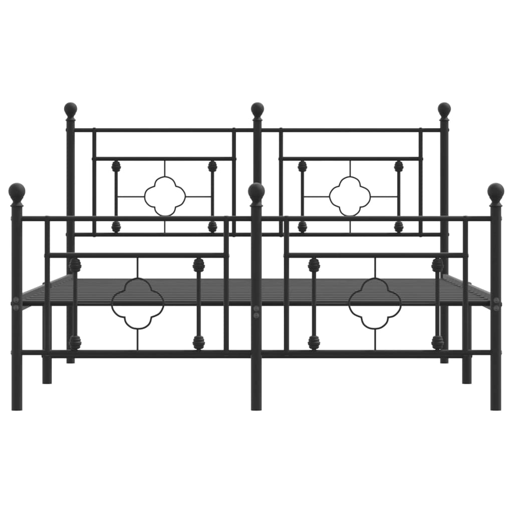 Cadre de lit métal sans matelas avec pied de lit noir 135x190cm - XIOS
