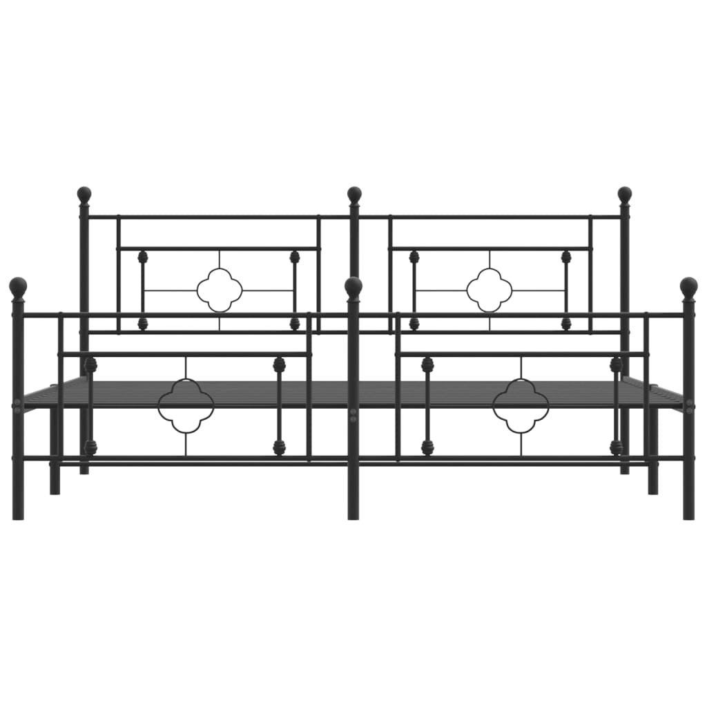 Cadre de lit métal sans matelas avec pied de lit noir 183x213cm - XIOS