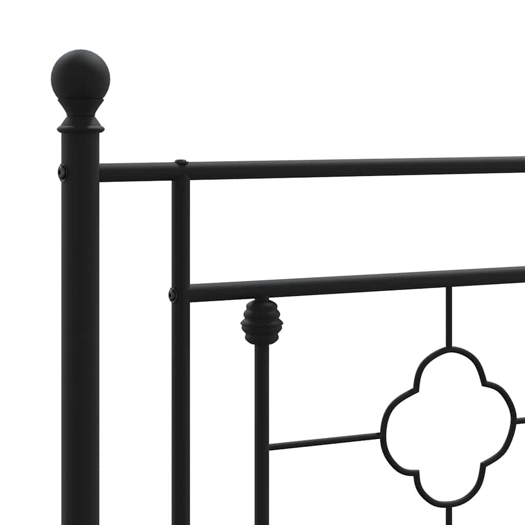 Cadre de lit métal sans matelas avec pied de lit noir 193x203cm - XIOS