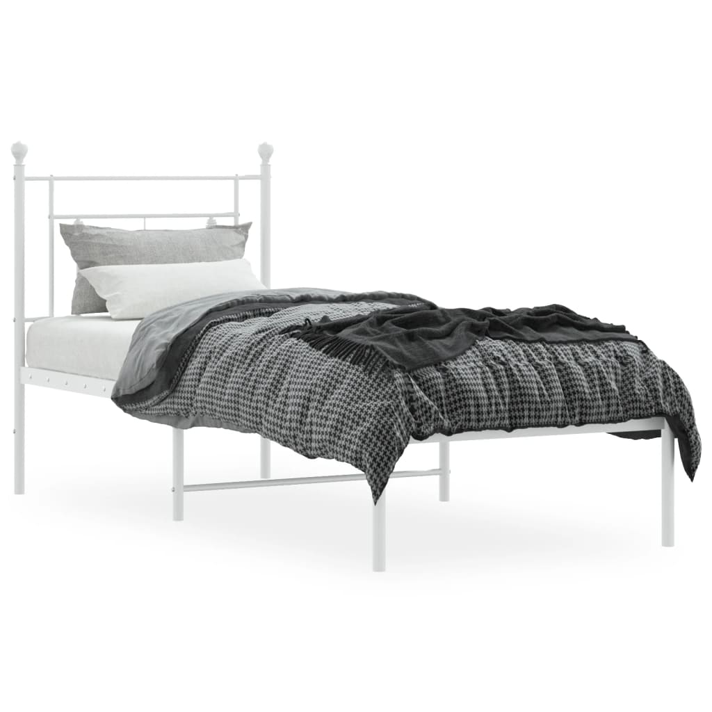 Cadre de lit métal sans matelas avec tête de lit blanc 80x200cm - XIOS