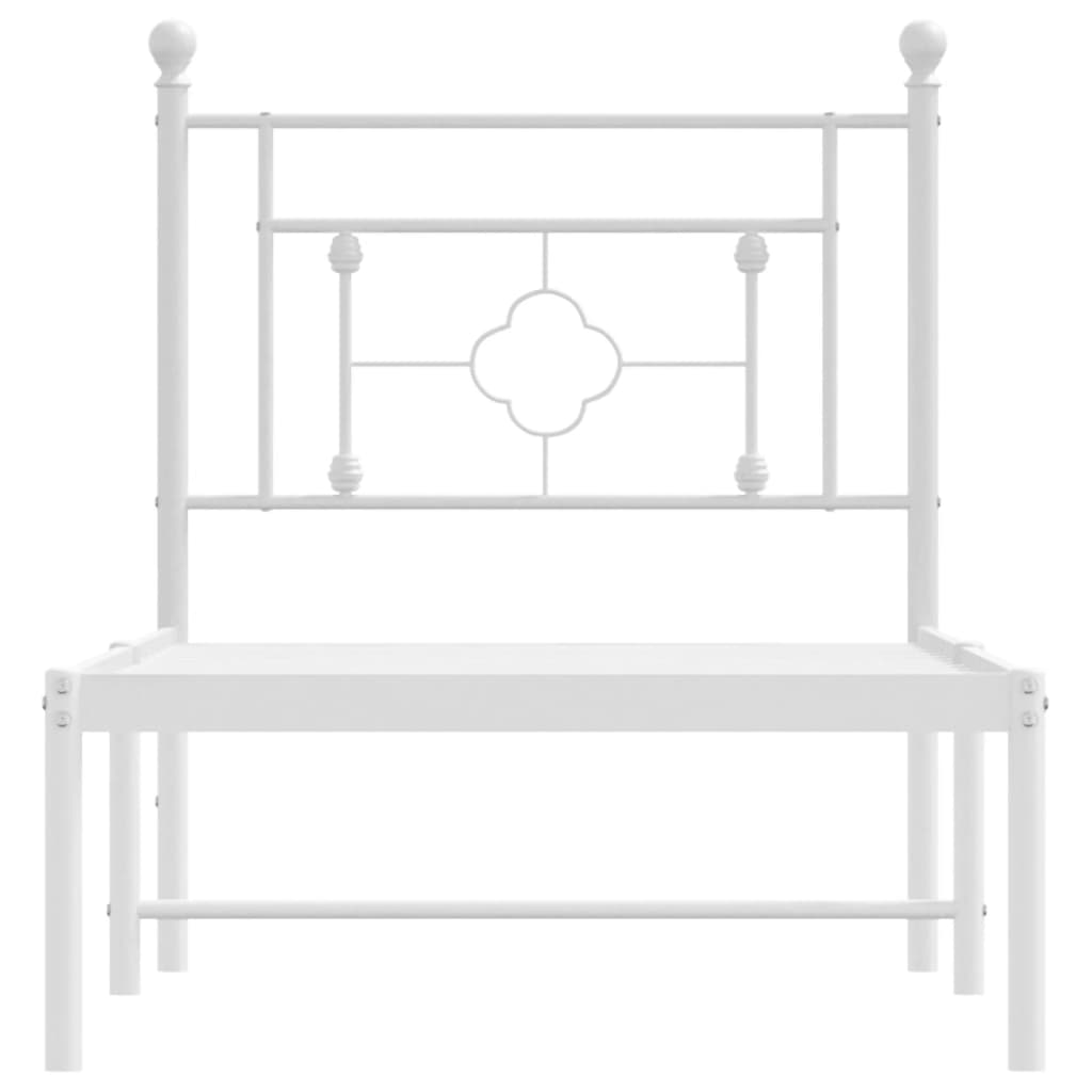 Cadre de lit métal sans matelas avec tête de lit blanc 80x200cm - XIOS
