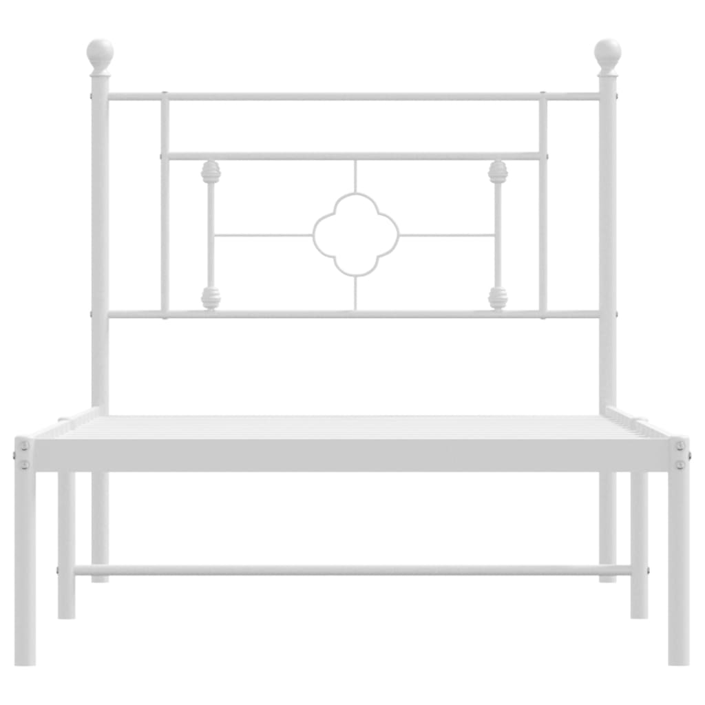 Cadre de lit métal sans matelas avec tête de lit blanc 90x200cm - XIOS