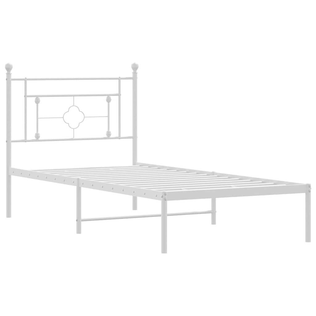 Cadre de lit métal sans matelas et tête de lit blanc 100x200 cm - XIOS