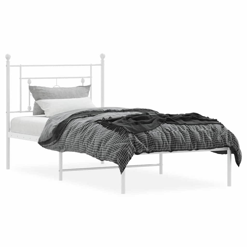 Cadre de lit métal sans matelas et tête de lit blanc 100x200 cm - XIOS