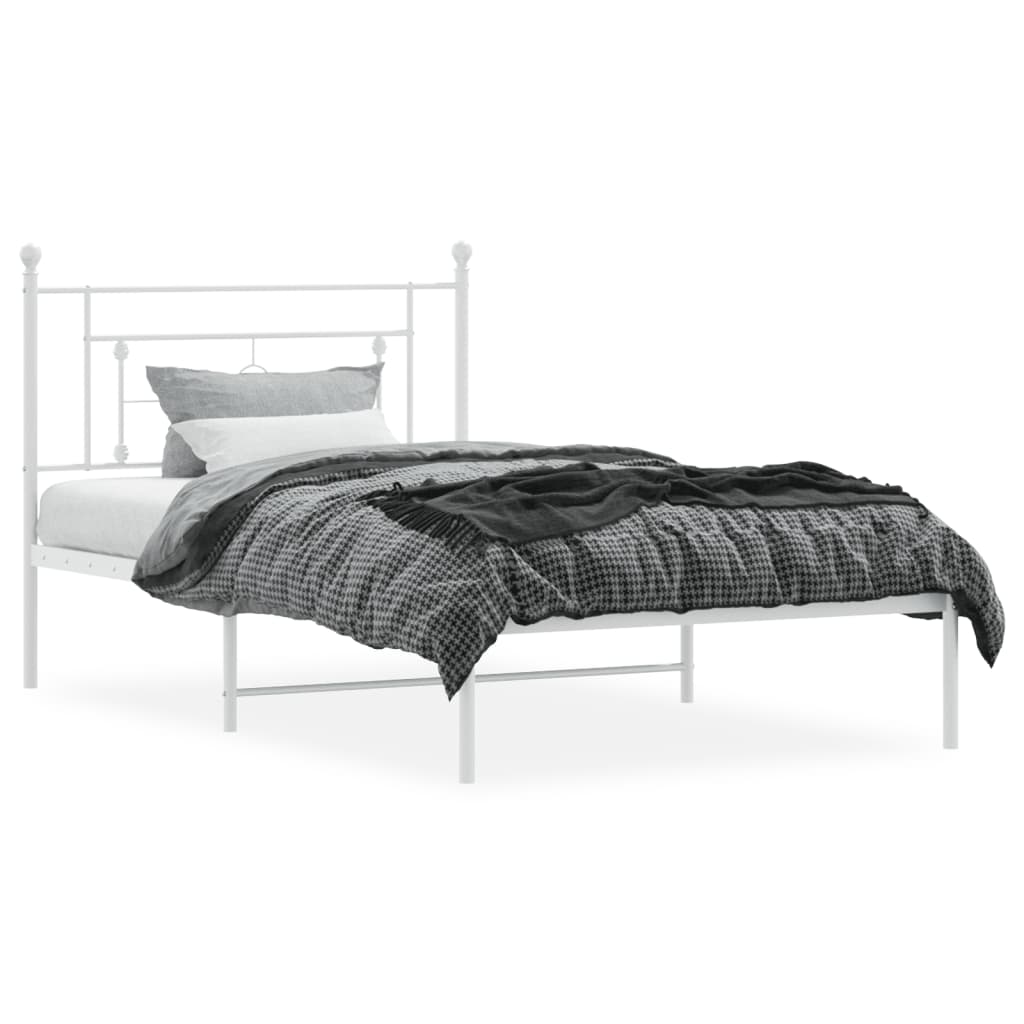 Cadre de lit métal sans matelas et tête de lit blanc 107x203 cm - XIOS