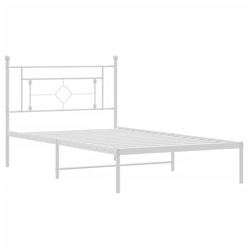 Cadre de lit métal sans matelas et tête de lit blanc 107x203 cm - XIOS