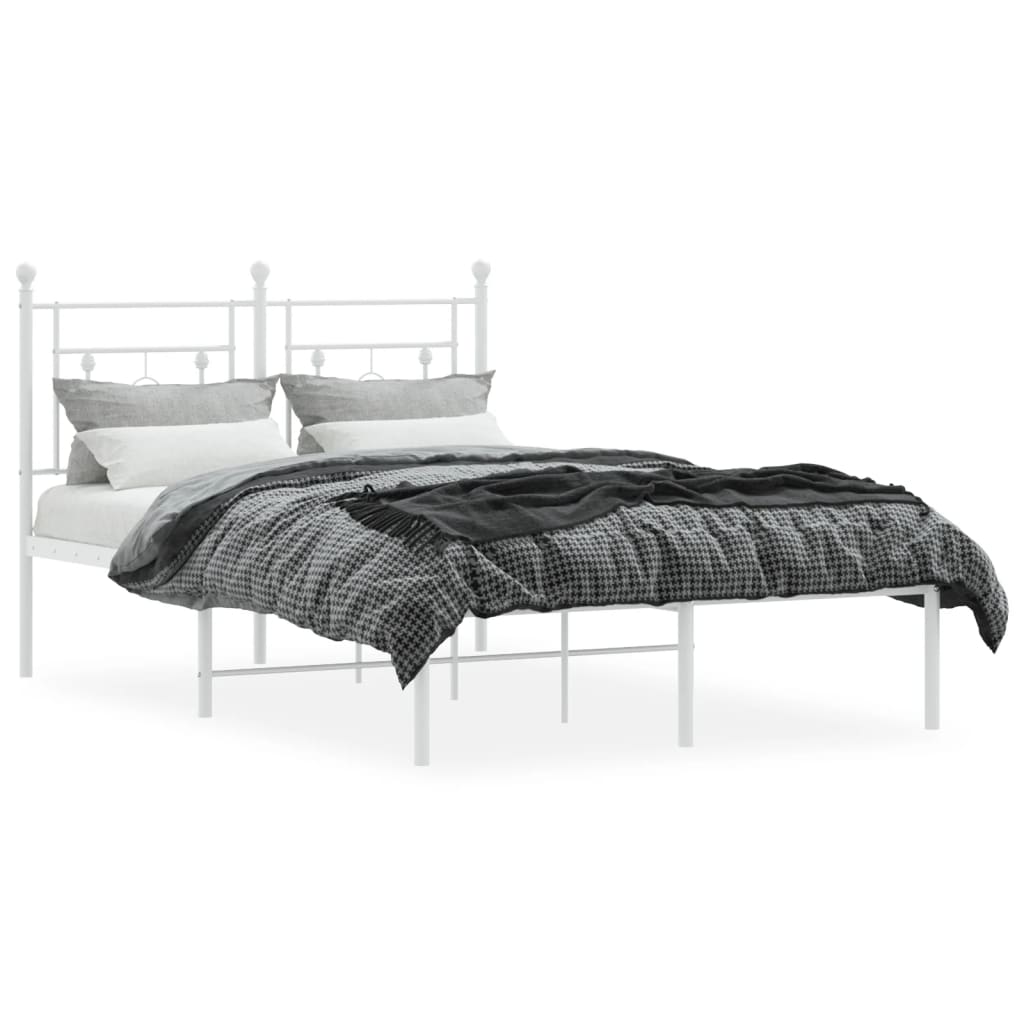 Cadre de lit métal sans matelas et tête de lit blanc 120x190 cm - XIOS