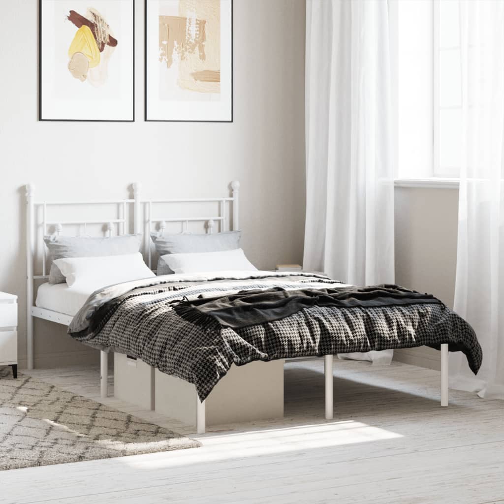 Cadre de lit métal sans matelas et tête de lit blanc 120x190 cm - XIOS