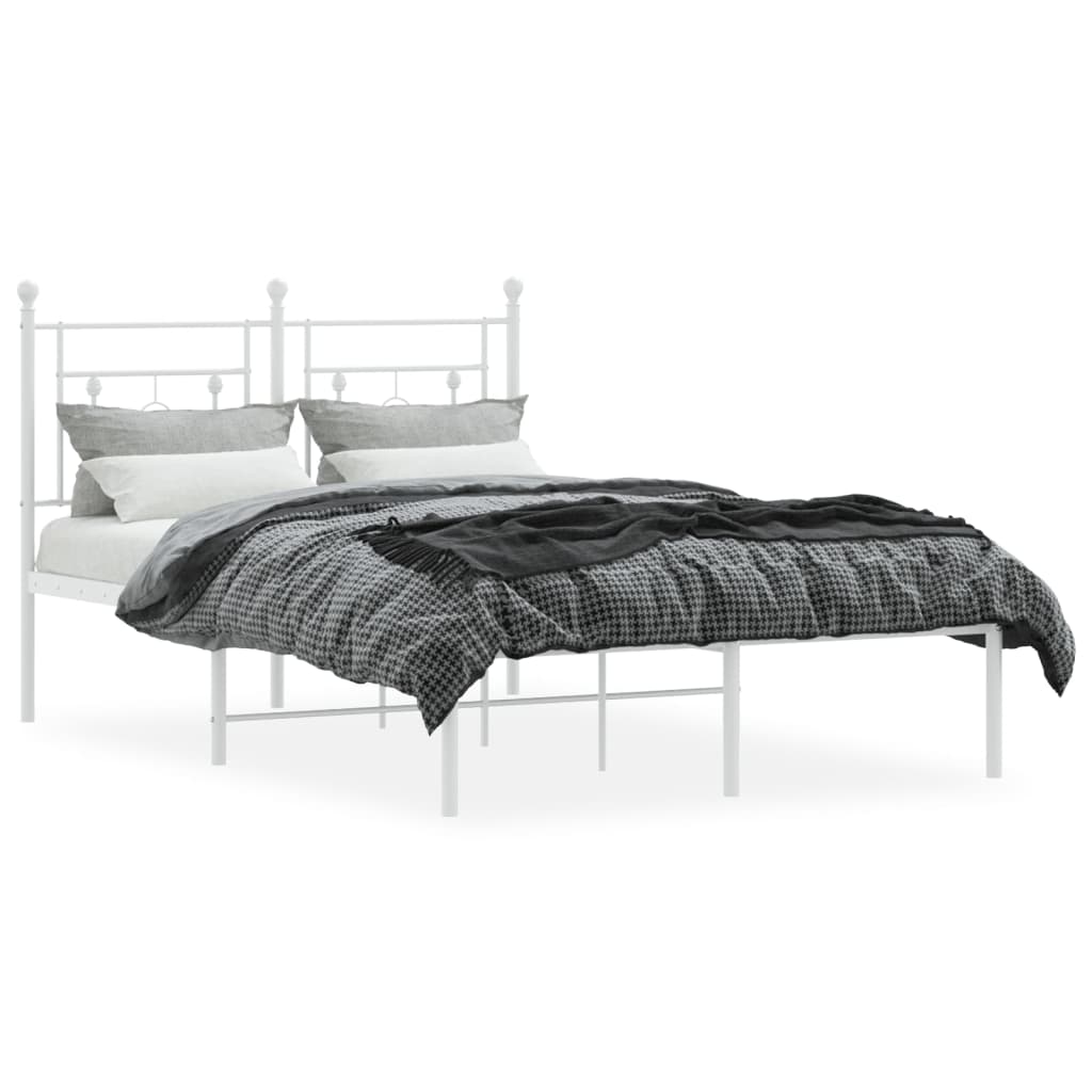 Cadre de lit métal sans matelas et tête de lit blanc 120x200 cm - XIOS