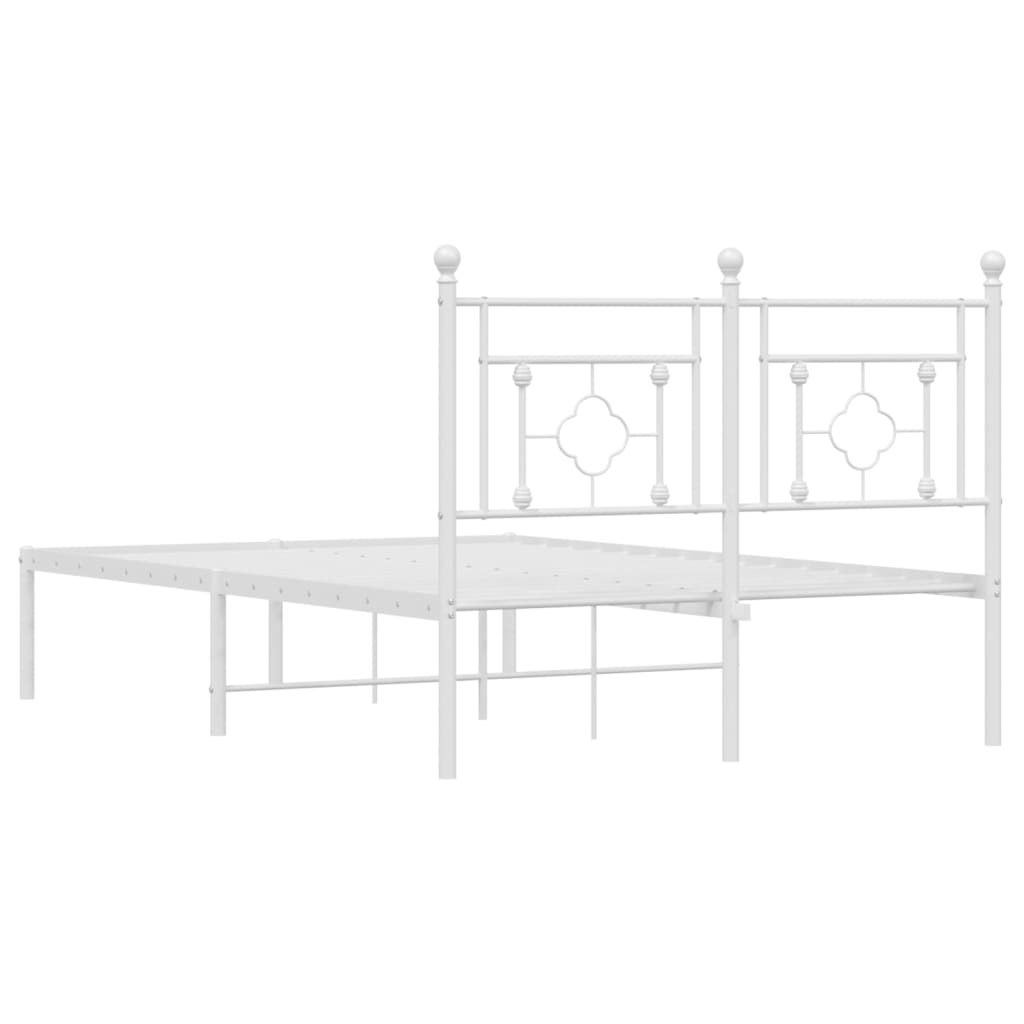 Cadre de lit métal sans matelas et tête de lit blanc 120x200 cm - XIOS