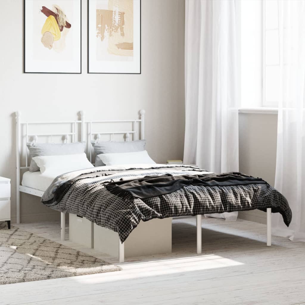 Cadre de lit métal sans matelas et tête de lit blanc 120x200 cm - XIOS