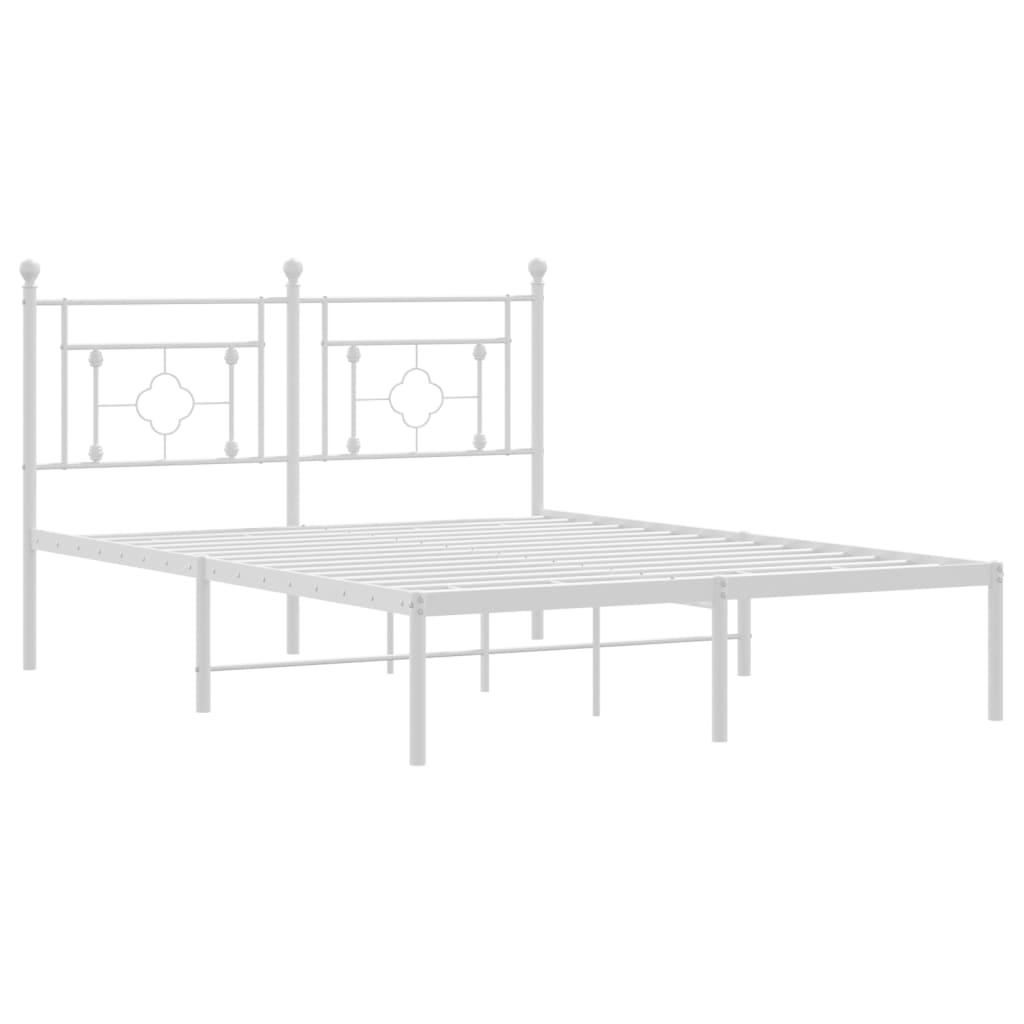 Cadre de lit métal sans matelas et tête de lit blanc 135x190 cm - XIOS