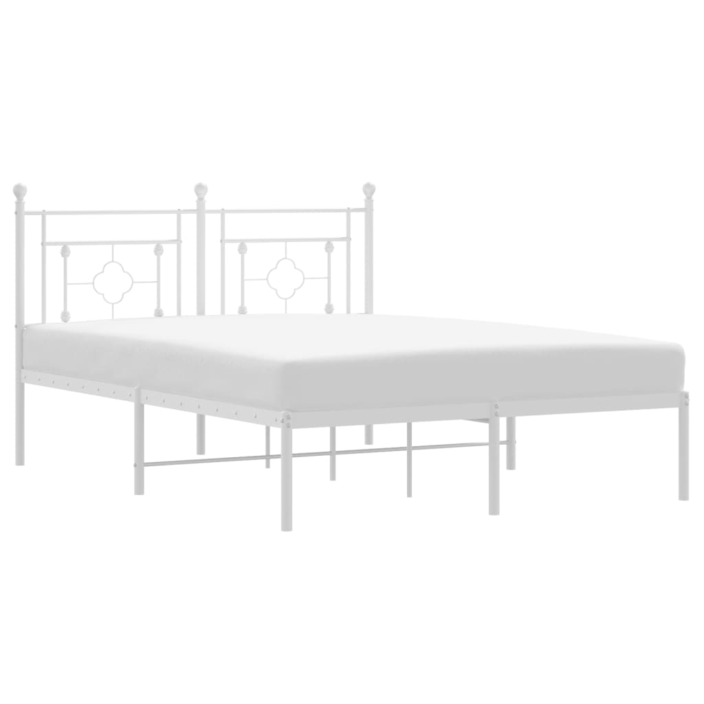 Cadre de lit métal sans matelas et tête de lit blanc 140x190 cm - XIOS