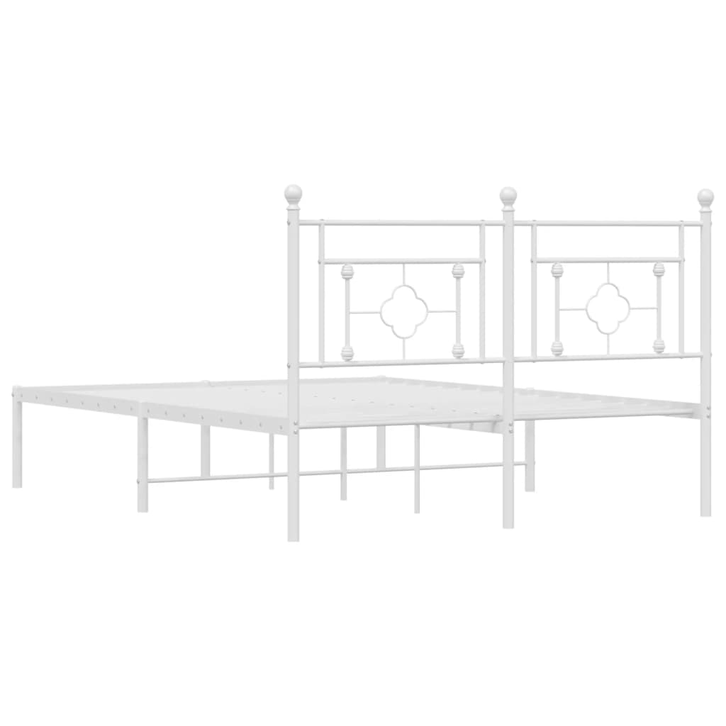 Cadre de lit métal sans matelas et tête de lit blanc 140x190 cm - XIOS