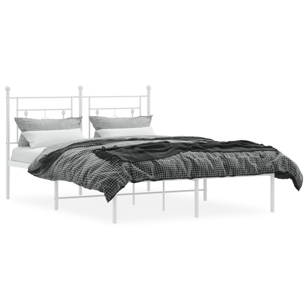 Cadre de lit métal sans matelas et tête de lit blanc 140x200 cm - XIOS