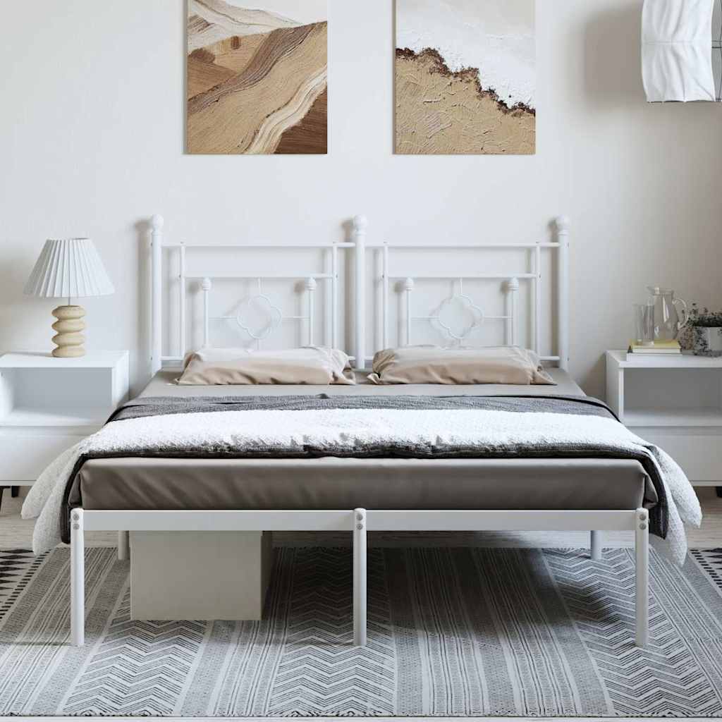 Cadre de lit métal sans matelas et tête de lit blanc 150x200 cm - XIOS