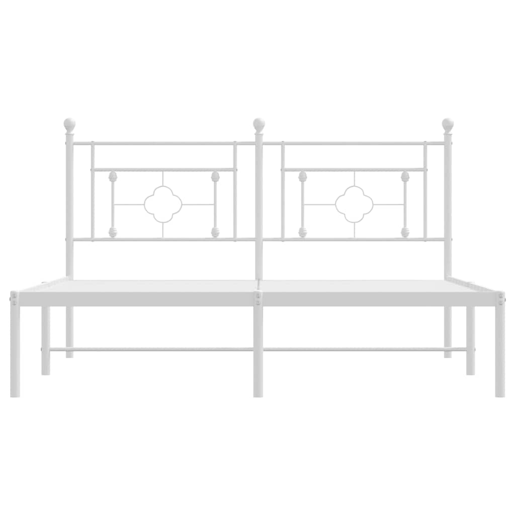 Cadre de lit métal sans matelas et tête de lit blanc 150x200 cm - XIOS
