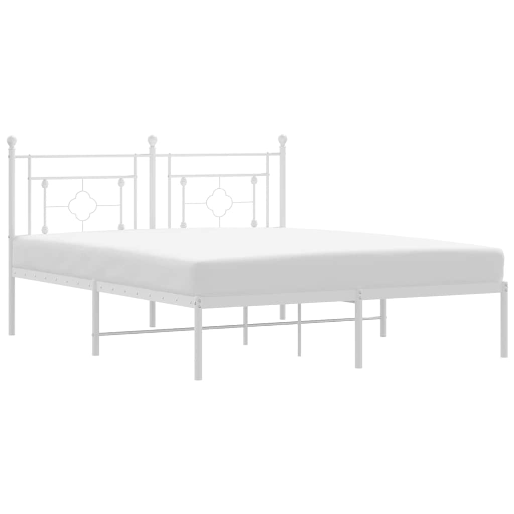 Cadre de lit métal sans matelas et tête de lit blanc 160x200 cm - XIOS