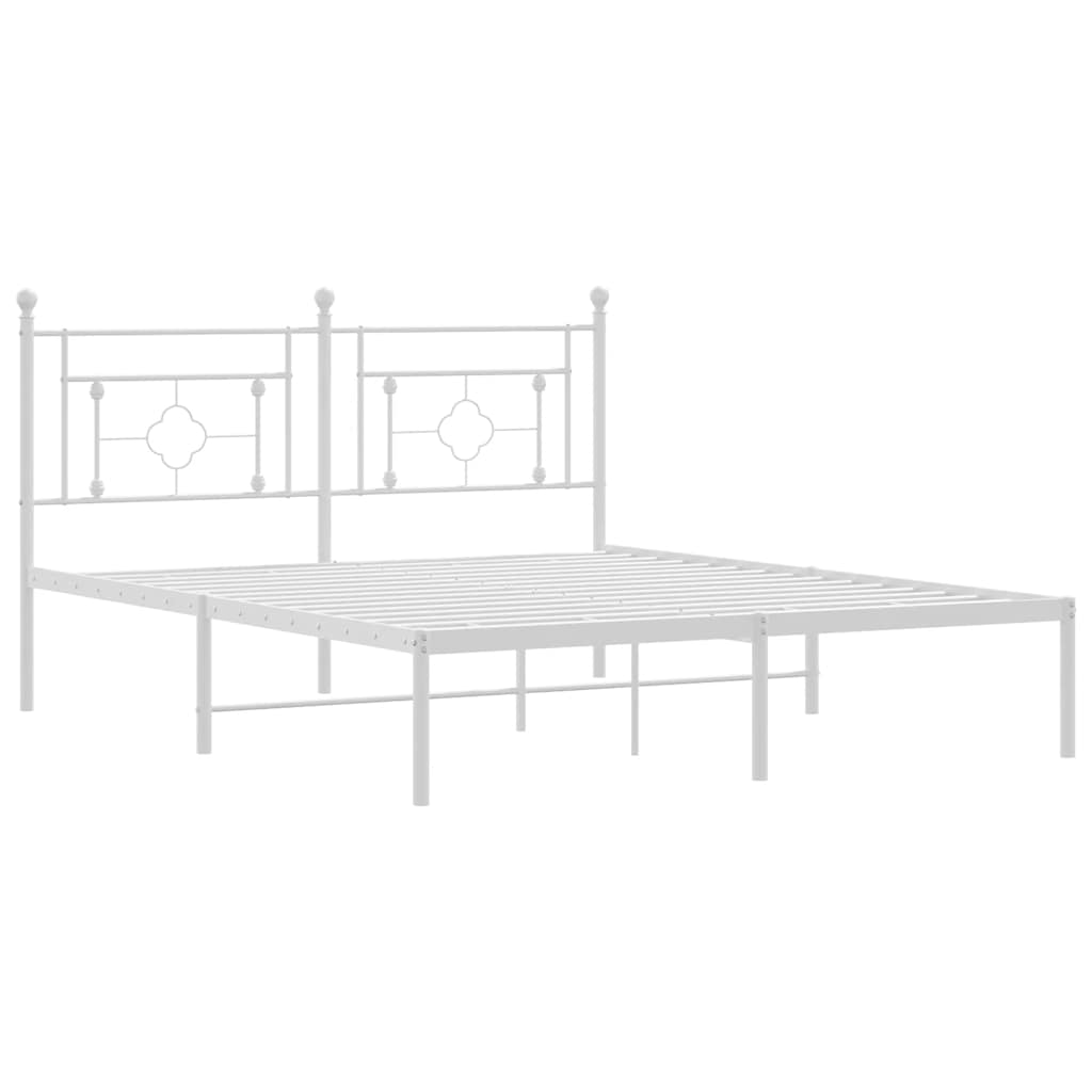 Cadre de lit métal sans matelas et tête de lit blanc 160x200 cm - XIOS