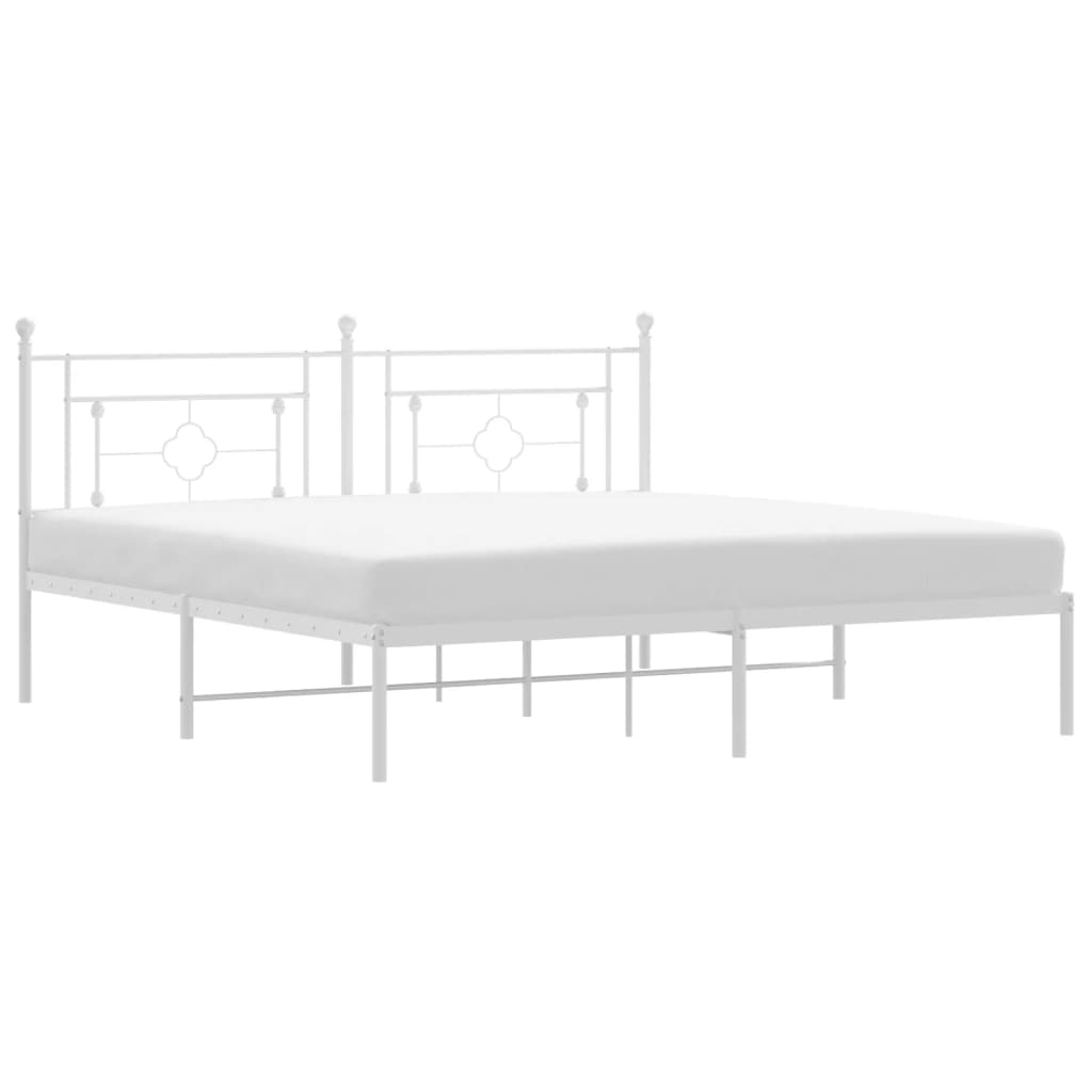 Cadre de lit métal sans matelas et tête de lit blanc 183x213 cm - XIOS