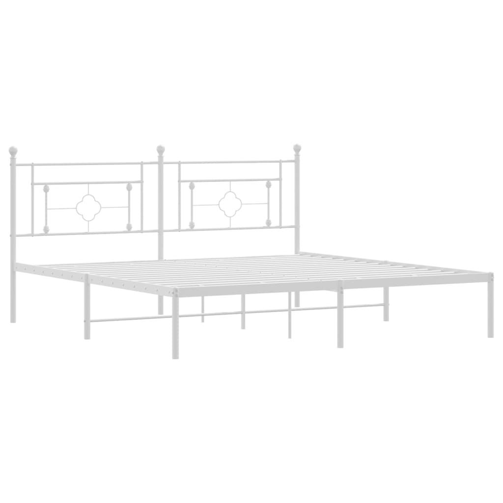 Cadre de lit métal sans matelas et tête de lit blanc 183x213 cm - XIOS