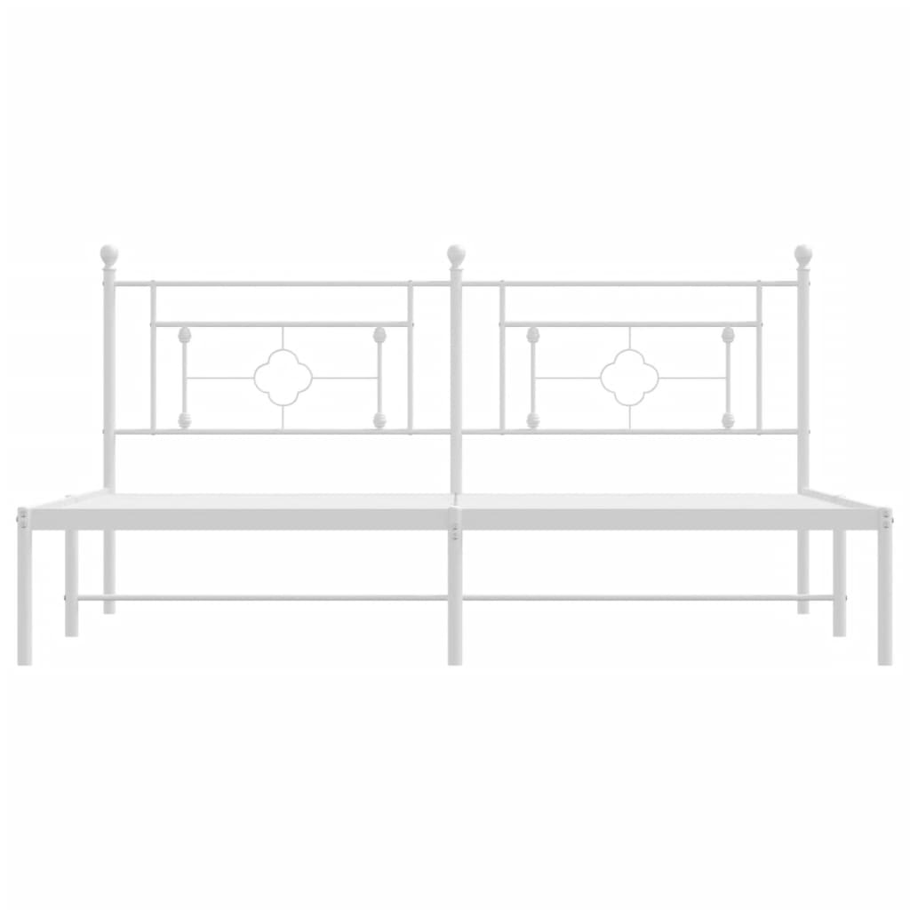 Cadre de lit métal sans matelas et tête de lit blanc 183x213 cm - XIOS