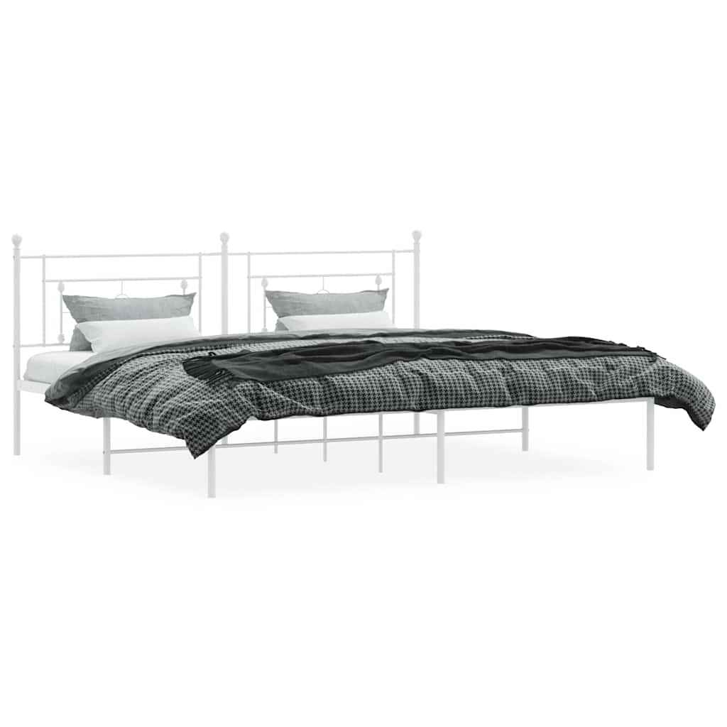 Cadre de lit métal sans matelas et tête de lit blanc 193x203 cm - XIOS