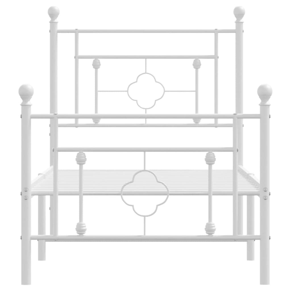Cadre de lit métal sans matelas avec pied de lit blanc 75x190cm - XIOS