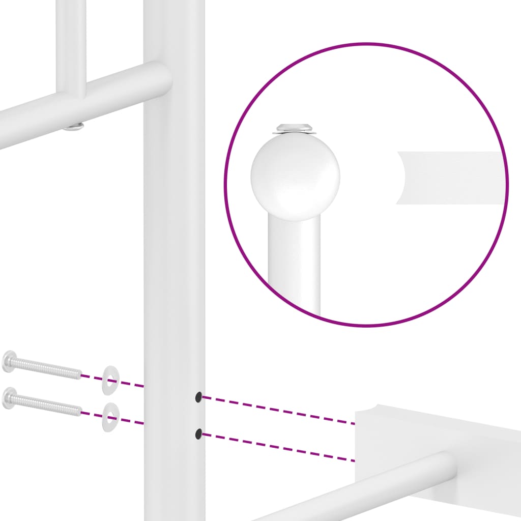 Cadre de lit métal sans matelas avec pied de lit blanc 75x190cm - XIOS